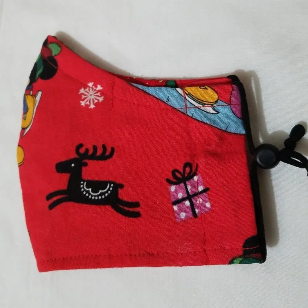 Hand Crafted Kids Cotton Face Mask Mickey and Minnie Mouse Ages 2-6 Christmas